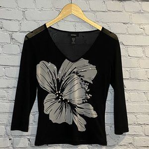 Express Sheer Black 3/4 Sleeve Top